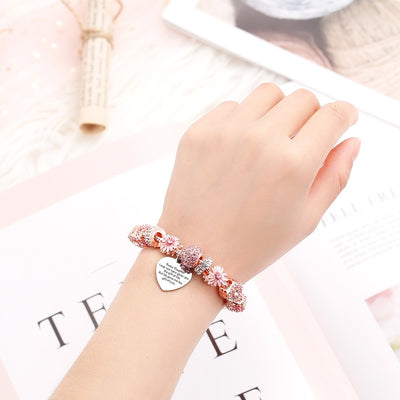 [Custom Name] To My Bonus Daughter "Bonus Daughter, I may not have given you the gift of life. But life gave me the gift of you" Lucky Flower Bracelet [💞 Bracelet +💌 Gift Card + 🎁 Gift Bag + 💐 Gift Bouquet] - SARAH'S WHISPER