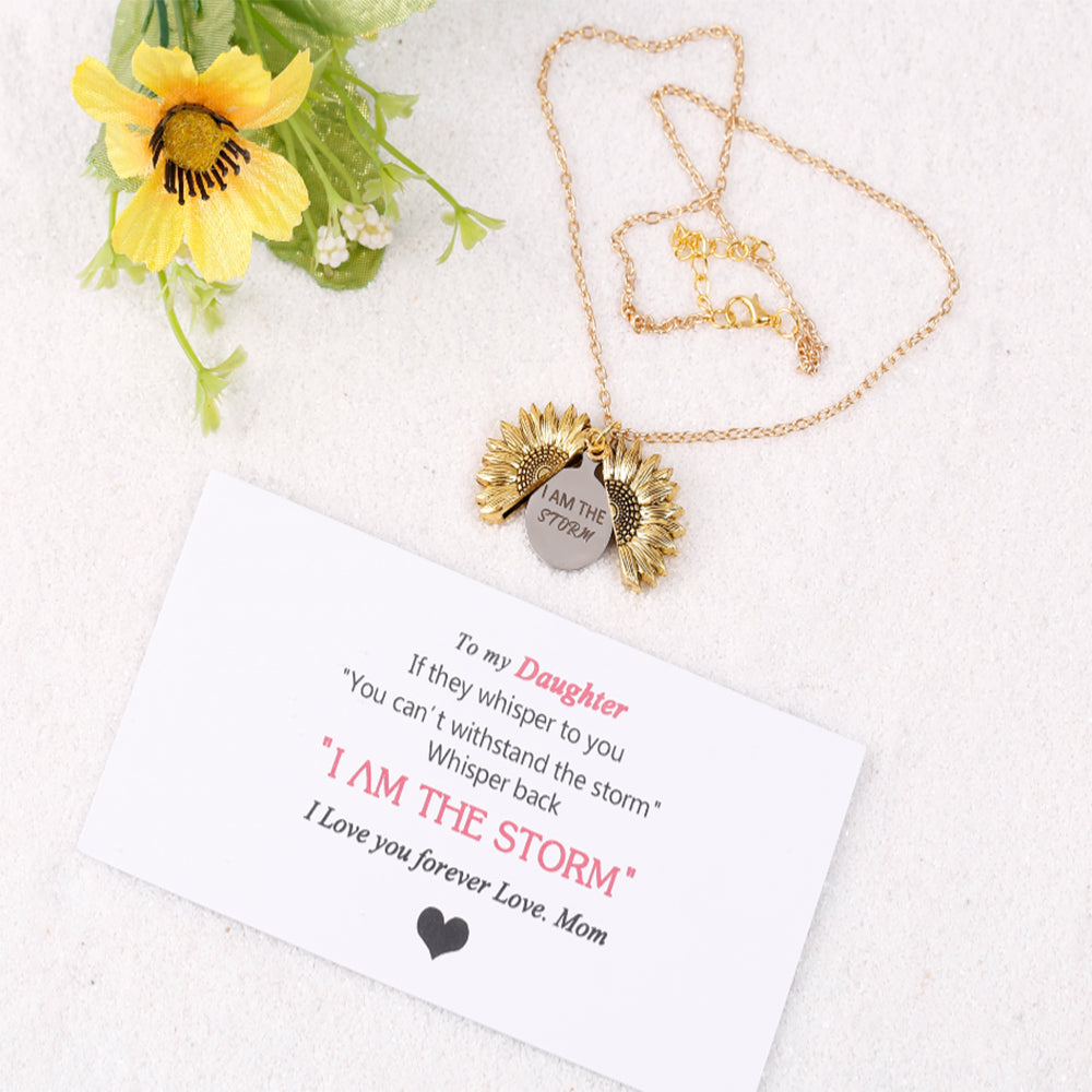 To My Daughter "I AM THE STORM" Sunflower Necklace - SARAH'S WHISPER