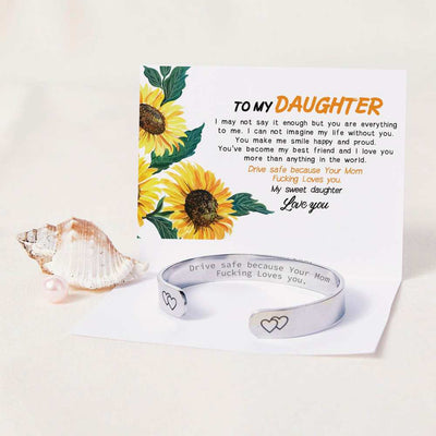 To My Daughter "Drive safe because Your Mom Fucking Loves you" Double Heart Bracelet - SARAH'S WHISPER