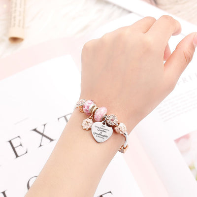 [Custom Name And Optional Address] To My GRANDDAUGHTER "The love between a [grandma] and granddaughter is forever" Flower Bracelet [💞 Bracelet +💌 Gift Card + 🎁 Gift Bag + 💐 Gift Bouquet] - SARAH'S WHISPER