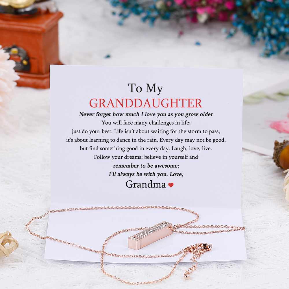 [Optional Address] To My GRANDDAUGHTER "[Grandma] Loves You" Diamond Necklace [💞 Necklace +💌 Gift Card + 🎁 Gift Box + 💐 Gift Bouquet] - SARAH'S WHISPER