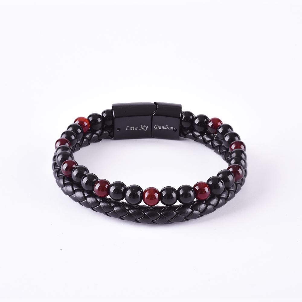To My Grandson "Love My Grandson" Men's Bracelet - SARAH'S WHISPER