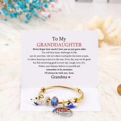 [Custom Name And Optional Address] To My GRANDDAUGHTER "The love between a [grandma] and granddaughter is forever" Lucky Fox Bracelet [💞 Bracelet +💌 Gift Card + 🎁 Gift Box + 💐 Gift Bouquet] - SARAH'S WHISPER