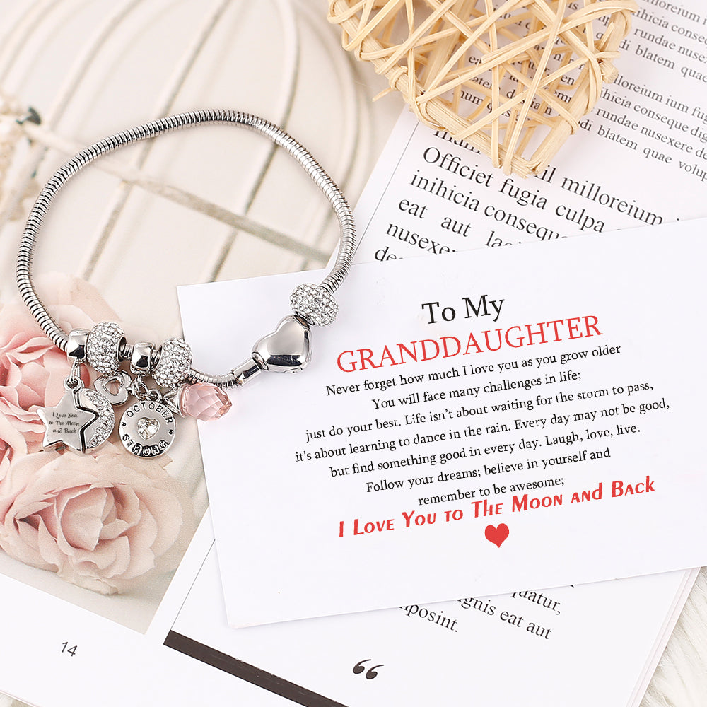 [Custom Name] To My GRANDDAUGHTER"I love you to the moon and back" Bracelet [💞Bracelet +💌 Gift Card - SARAH'S WHISPER