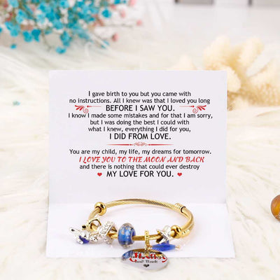 [Custom Name] To My Daughter "I Love You To The Moon And Back" Fox Bracelet [🦊Bracelet +💌 Gift Card + 🎁 Gift Box + 💐 Gift Bouquet] - SARAH'S WHISPER