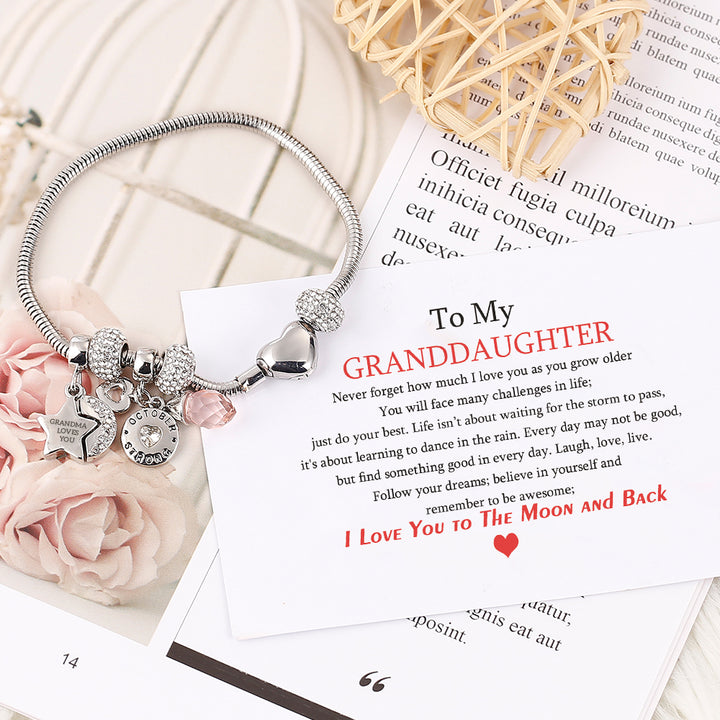[Optional Address And Custom Name] To My GRANDDAUGHTER"[GRANDMA] LOVES YOU" Bracelet [💞Bracelet +💌 Gift Card + 🎁 Gift Box + 💐 Gift Bouquet] - SARAH'S WHISPER