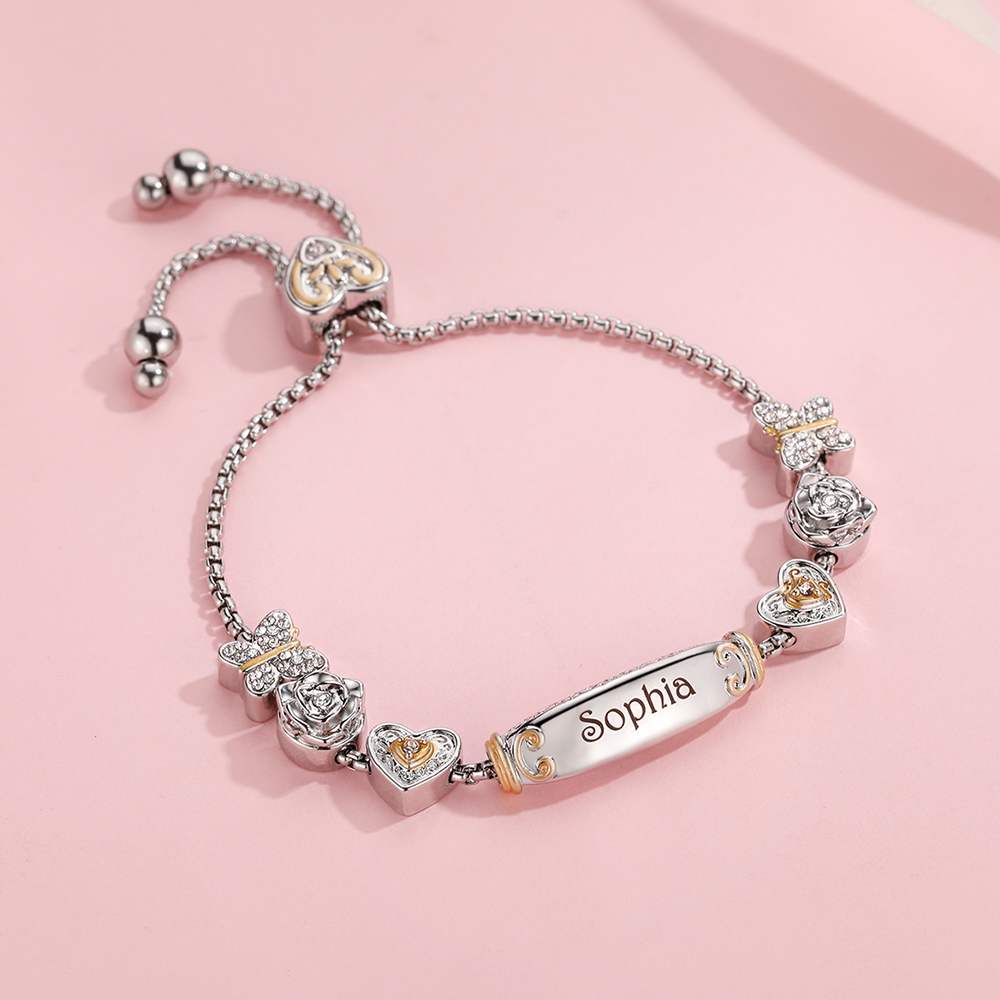 [Optional Address And Custom Name] To My GRANDDAUGHTER "[Grandma] Loves you! " Lucky Beads Bracelet [💞Bracelet +💌 Gift Card + 🎁 Gift Box + 💐 Gift Bouquet] - SARAH'S WHISPER