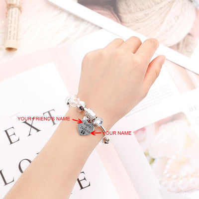 [Custom Names] For My Best Friend "Not Sisters by Blood But Sisters by Heart" Bracelet [💞 Bracelet +💌 Gift Card + 🎁 Gift Box + 💐 Gift Bouquet] - SARAH'S WHISPER