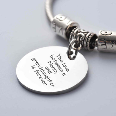 To My GRANDDAUGHTER "The love between a Nanny and Granddaughter is forever" Bracelet - From Nanny - SARAH'S WHISPER