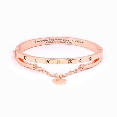 TO MY BOUNS DAUGHTER " I MAY NOT HAVE GIVEN YOU THE GIFT OF LIFE. BUT LIFE GAVE ME THE GIFT OF YOU"FULL DIAMOND CHAIN BRACELET