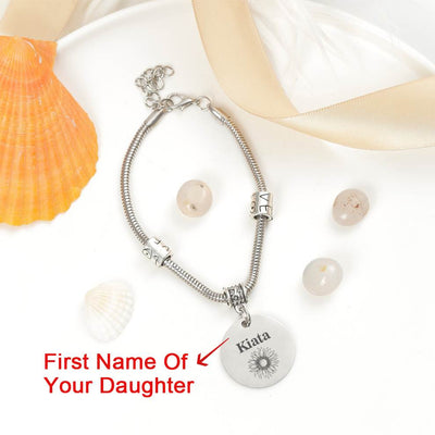 [Custom Name] To My Daughter "YOU ARE MY SUNSHINE" Sunflower Bracelet [💞 Bracelet +💌 Gift Card + 🎁 Gift Bag + 💐 Gift Bouquet] - SARAH'S WHISPER
