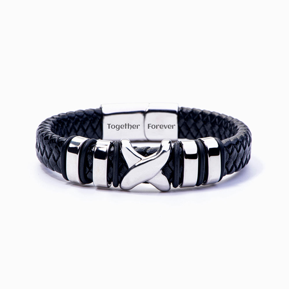 To My Grandson "A BOND THAT CAN'T BE BROKEN" Leather Braided Bracelet