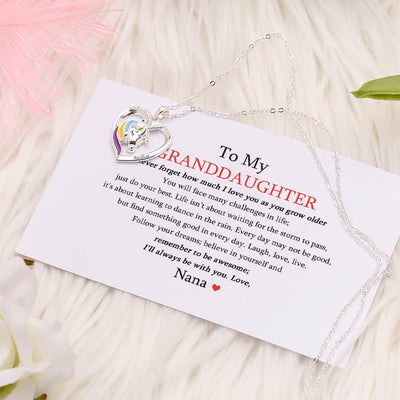 [CUSTOM NAME] To My GRANDDAUGHTER "Never forget how much I love you as you grow older" Unicorn Necklace - SARAH'S WHISPER