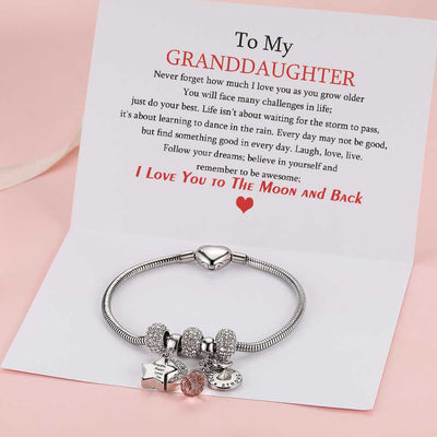 [Optional Address And Optional Birthstone] To My Granddaughter "[Grandma] Always Loves You! " Lucky Stone Bracelet [💞 Bracelet +💌 Gift Card + 🎁 Gift Box + 💐 Gift Bouquet] - SARAH'S WHISPER