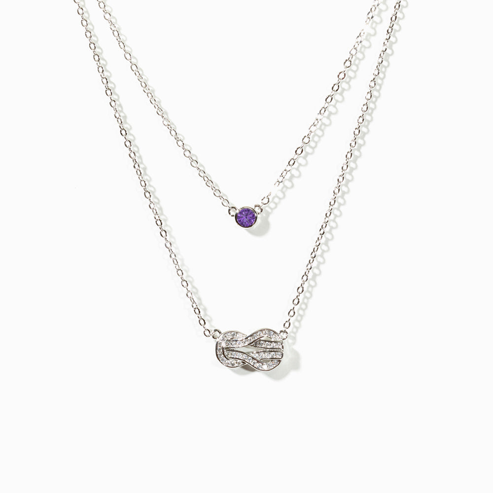 [Custom Birthstone] To My Granddaughter "I will be with you." Infinity Stone Necklace