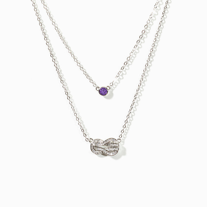 [Custom Birthstone] To My Daughter "Forever Linked Together" Infinity Stone Necklace