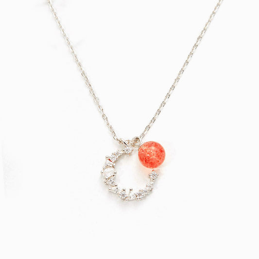 "You are berry special" Strawberry Crystal S925 Silver Necklace [💞 Necklace +💌 Gift Card + 🎁 Gift Bag + 💐 Gift Bouquet]