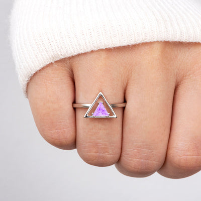 [Custom Birthstone] To My Daughter "Be Stubborn." Triangle Ring