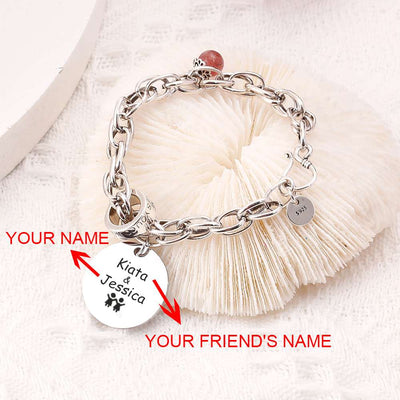 [Custom Names] For My Best Friend "Not Sisters by Blood But Sisters by Heart" Bracelet [💞 Bracelet +💌 Gift Card + 🎁 Gift Bag + 💐 Gift Bouquet] - SARAH'S WHISPER