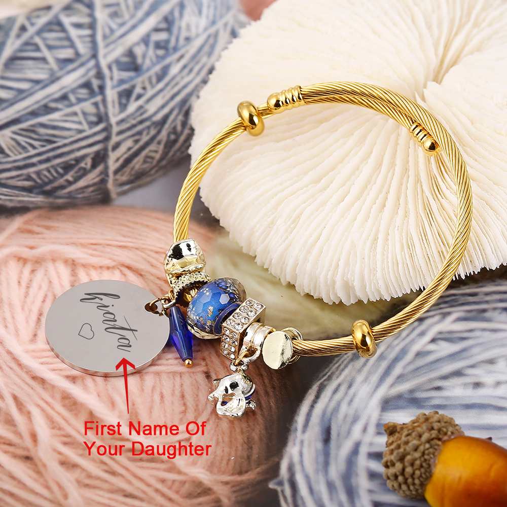 [Custom Name] To My Daughter "I Love You To The Moon And Back" Fox Bracelet [🦊Bracelet +💌 Gift Card + 🎁 Gift Box + 💐 Gift Bouquet] - SARAH'S WHISPER