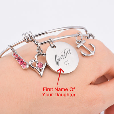 [Custom Name] To My Daughter "I Love You to The Moon and Back" Bracelet [💞 Bracelet +💌 Gift Card + 🎁 Gift Box + 💐 Gift - SARAH'S WHISPER
