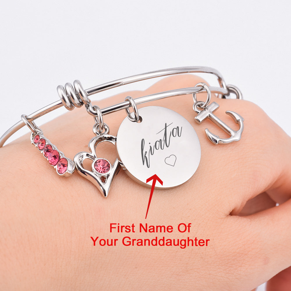 [Custom Name And Optional Address] To My GRANDDAUGHTER "The love between a [grandma] and granddaughter is forever" Bracelet [💞 Bracelet +💌 Gift Card + 🎁 Gift Box + 💐 Gift Bouquet] - SARAH'S WHISPER