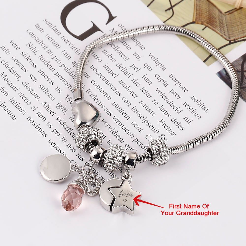 [Custom Name] To My GRANDDAUGHTER"I love you to the moon and back" Bracelet [💞Bracelet +💌 Gift Card - SARAH'S WHISPER