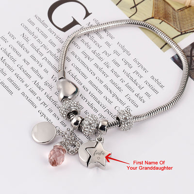 [Custom Name] To My GRANDDAUGHTER"I love you to the moon and back" Bracelet [💞Bracelet +💌 Gift Card - SARAH'S WHISPER