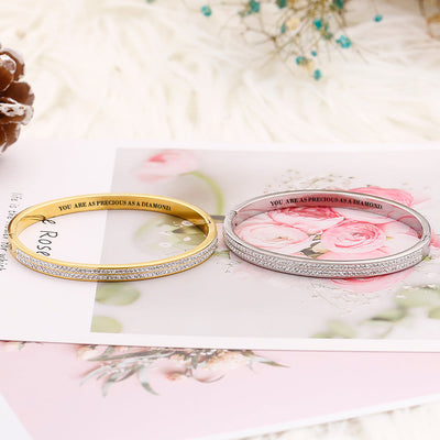To My Daughter "YOU  ARE AS PRECIOUS AS A DIAMOND." Full Diamond Bracelet