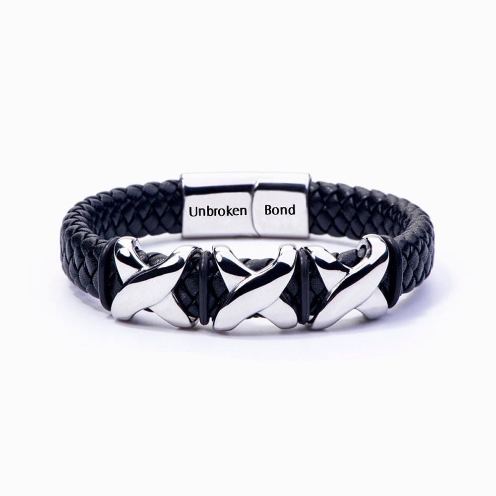 To My Grandson "A BOND THAT CAN'T BE BROKEN" Leather Braided Bracelet