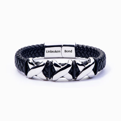 To My Grandson "A BOND THAT CAN'T BE BROKEN" Leather Braided Bracelet