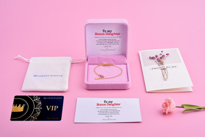 To My Bonus Daughter "Bonus Daughter I may not have given you the gift of life but life gave me the gift of you." Bracelet [💞 Bracelet +💌 Gift Card + 🎁 Gift Box + 💐 Gift Bouquet] - SARAH'S WHISPER