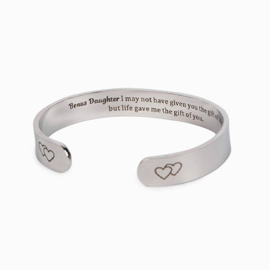 [OPTIONAL GIFT CARDS] "BONUS DAUGHTER, I MAY NOT HAVE GIVEN YOU THE GIFT OF LIFE. BUT LIFE GAVE ME THE GIFT OF YOU" Double Hearth Bracelet