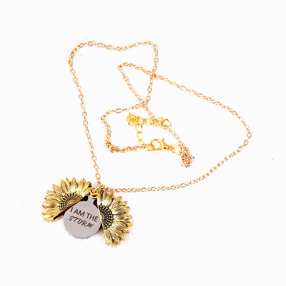 To My Daughter "I AM THE STORM" Sunflower Necklace