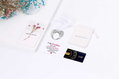To My Grandma "A piece of my heart" Angel Wings Pendant [💞 Pendant +💌 Gift Card + 🎁 Gift Box + 💐 Gift Bouquet] - SARAH'S WHISPER