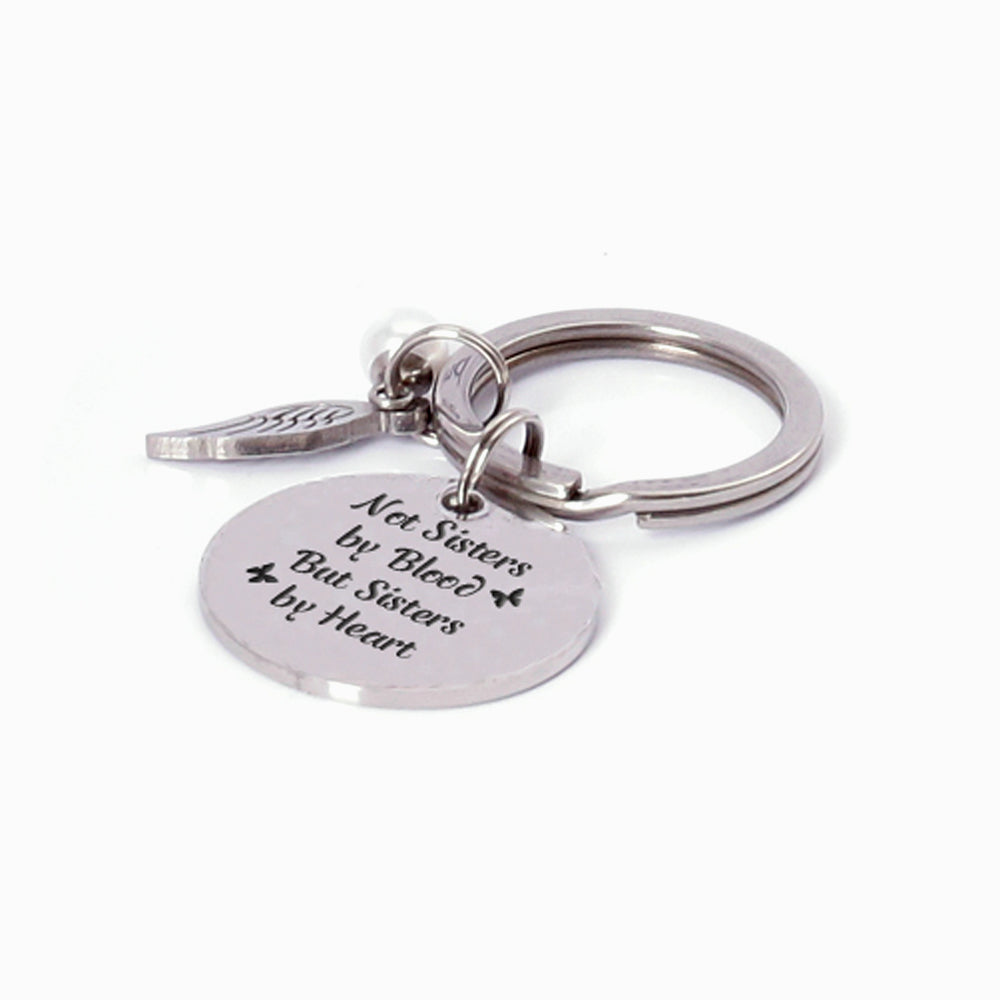 [Custom Names] For My Best Friend "Not Sisters by Blood But Sisters by Heart" Key Ring [💞Key Ring +💌 Gift Card + 🎁 Gift Box + 💐 Gift Bouquet]