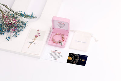 [Custom Name And Optional Address] To My GRANDDAUGHTER "The love between a [grandma] and granddaughter is forever" Lucky Flower Bracelet [💞 Bracelet +💌 Gift Card + 🎁 Gift Bag + 💐 Gift Bouquet] - SARAH'S WHISPER
