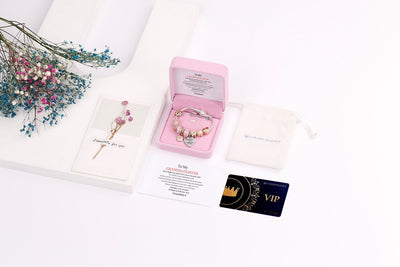 [Custom Name And Optional Address] To My GRANDDAUGHTER "The love between a [grandma] and granddaughter is forever" Flower Bracelet [💞 Bracelet +💌 Gift Card + 🎁 Gift Bag + 💐 Gift Bouquet] - SARAH'S WHISPER