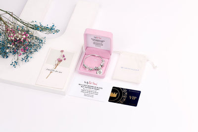 [Custom Names] For My Best Friend "Not Sisters by Blood But Sisters by Heart" Bracelet [💞 Bracelet +💌 Gift Card + 🎁 Gift Box + 💐 Gift Bouquet] - SARAH'S WHISPER