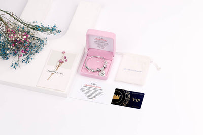 [Custom Name And Optional Address] To My GRANDDAUGHTER "The love between a [grandma] and granddaughter is forever" Love Bracelet [💞 Bracelet +💌 Gift Card + 🎁 Gift Box + 💐 Gift Bouquet] - SARAH'S WHISPER