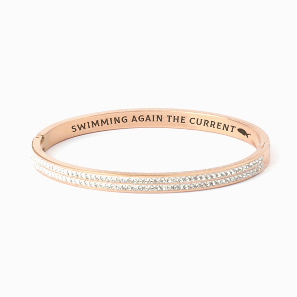 To My Daughter " SWIMMING AGAIN THE CURRENT🐟" Full Diamond Bracelet [💞 Bracelet +💌 Gift Card + 🎁 Gift Bag + 💐 Gift Bouquet]