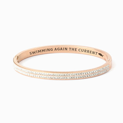 To My Daughter " SWIMMING AGAIN THE CURRENT🐟" Full Diamond Bracelet [💞 Bracelet +💌 Gift Card + 🎁 Gift Bag + 💐 Gift Bouquet]