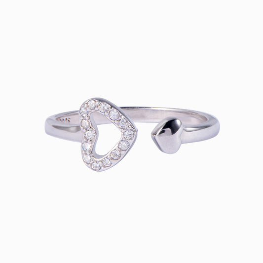 "Love you more and more everyday" Double Heart Ring
