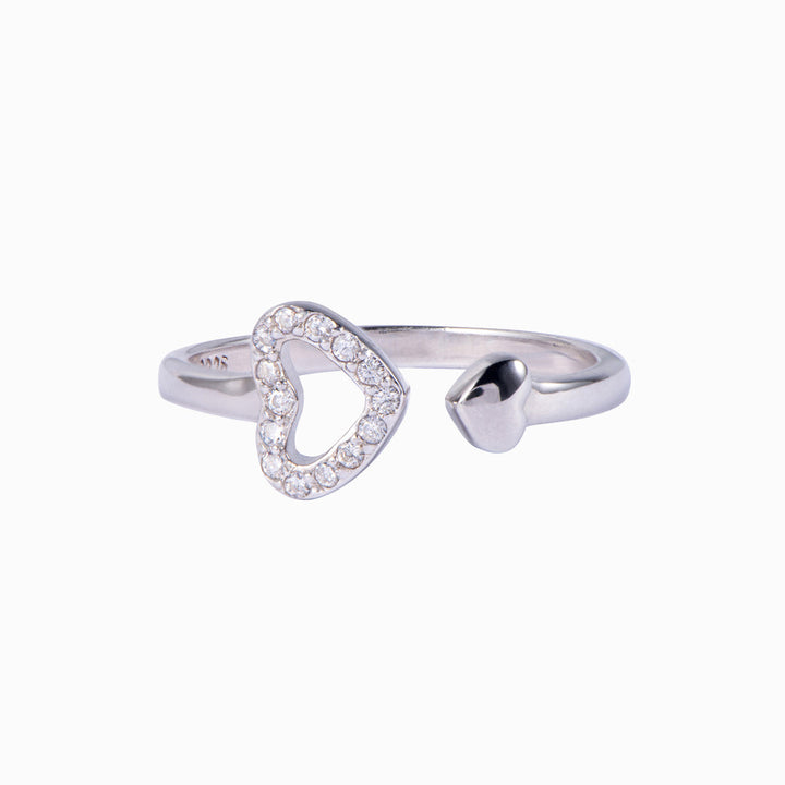 Heart ring for grandmothers granddaughters on white background
