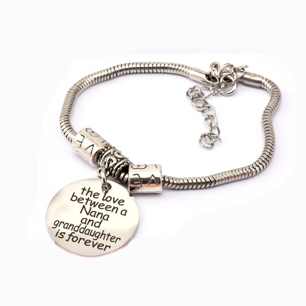 To My GRANDDAUGHTER "The love between a Nana and Granddaughter is forever" Bracelet