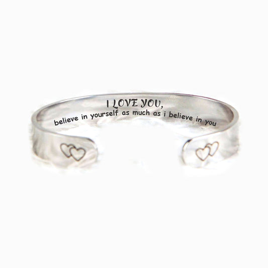 "I LOVE YOU believe in yourself as much as i believe in you" Double Heart Bracelet