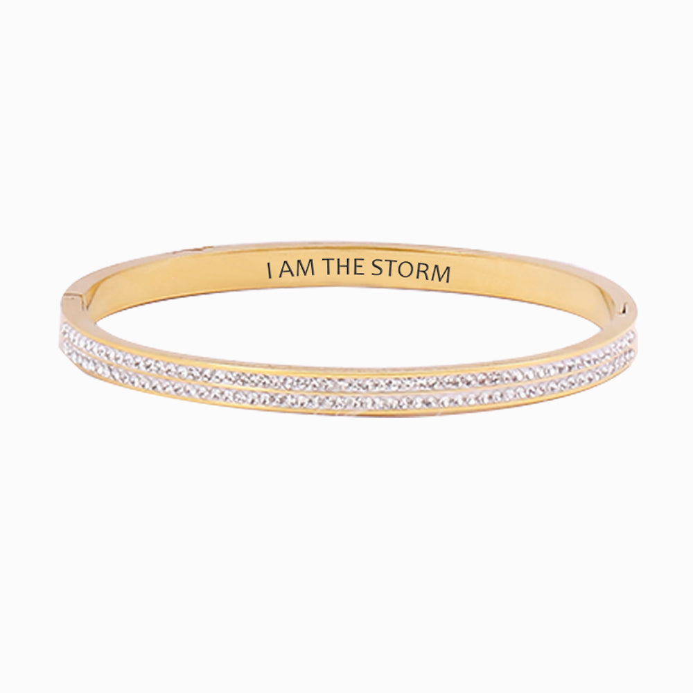 To My Granddaughter "I AM THE STORM" Full Diamond Bracelet [💞 Bracelet +💌 Gift Card + 🎁 Gift Box + 💐 Gift Bouquet]