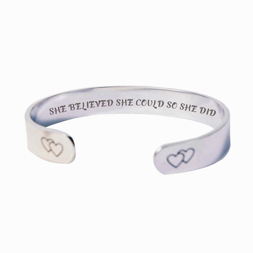 To My Daughter "SHE BELIEVED SHE COULD SO SHE DID" Double Heart Bracelet