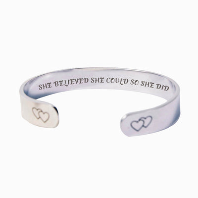 To My Daughter "SHE BELIEVED SHE COULD SO SHE DID" Double Heart Bracelet