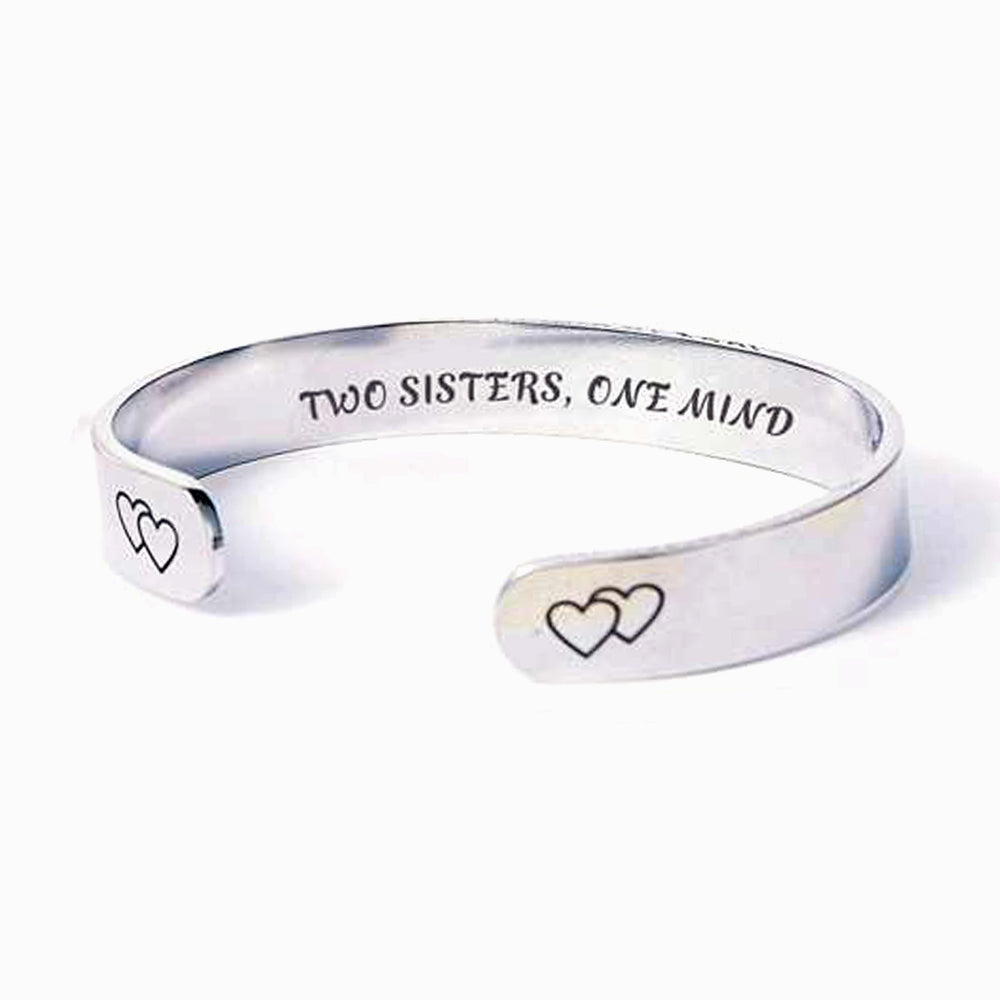 To My Sister "Two sisters, one mind" Double Heart Bracelet